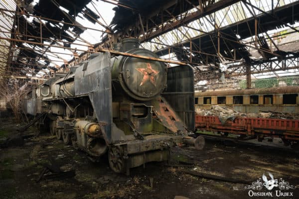 Red Star Train Graveyard Hungary Abandoned MAV 424 Steam Engine Locomotive