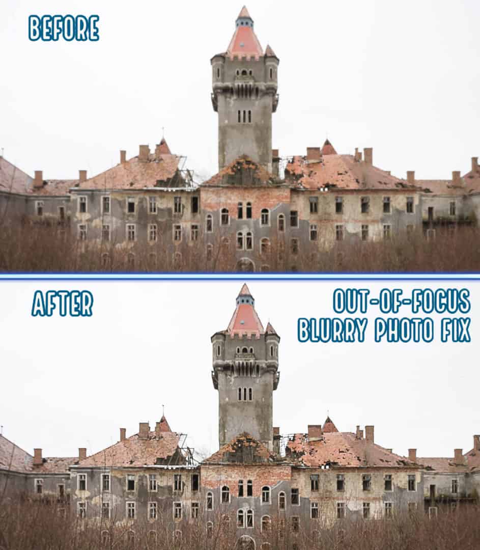 Fixing Out of focus Blurry Photographs Before and After Fix