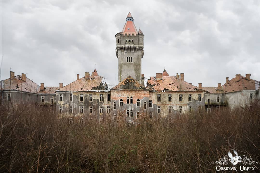 Little Noisy Army Barracks Hungary Shot Across Courtyard of Main Castle Tower