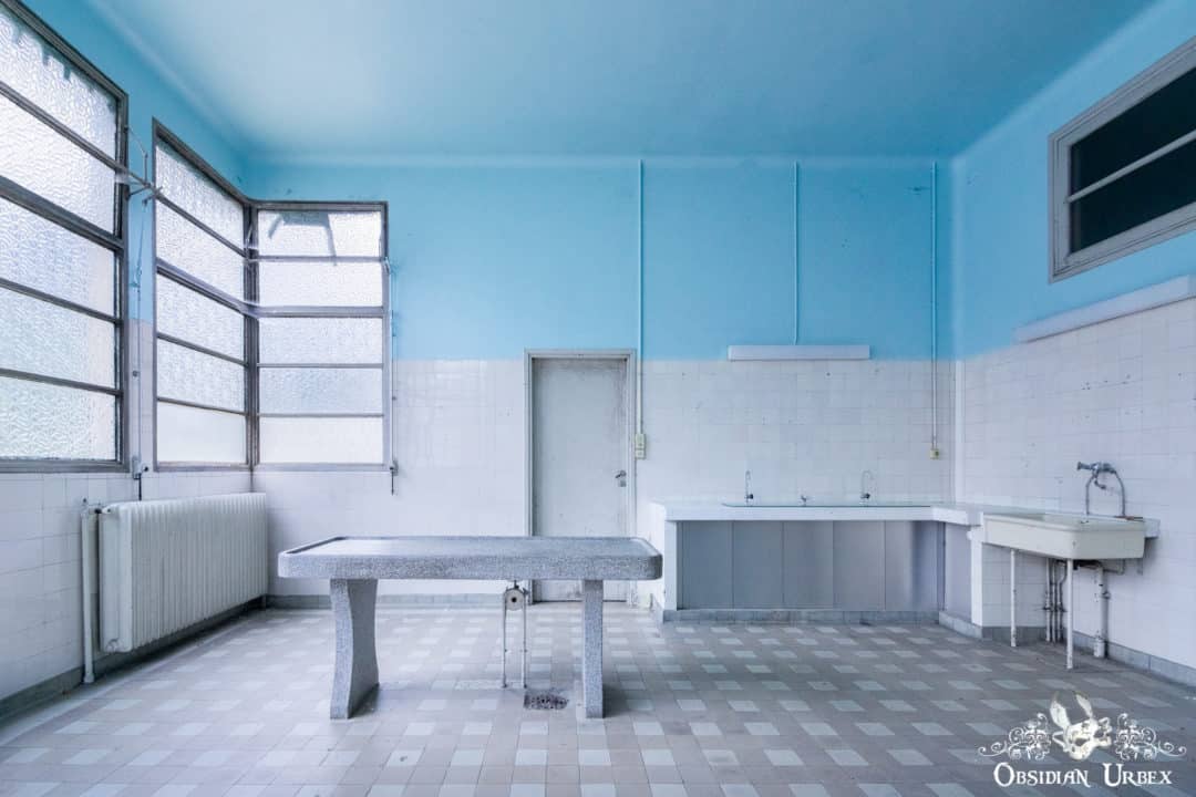 La Morgue Prelude The Blue Morgue France Body Slab and Sink in Abandoned Hospital