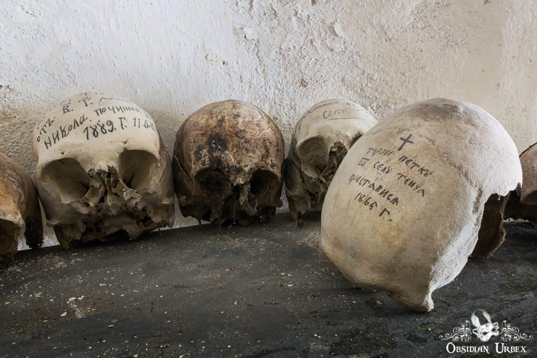 Chapel Of Skulls Bulgaria Close Up Of Decaying Human Bones On Shelf