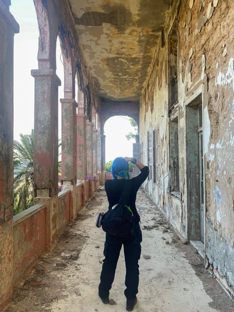 Lebanon 2023 The Triple Arch Tour Janine Pendleton Taking Photos On Balcony
